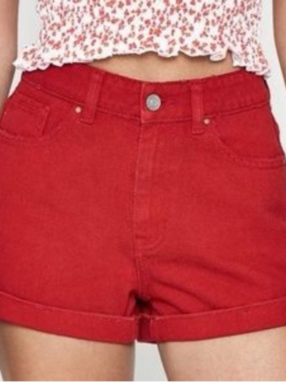 Pacsun High-Rise Red Women’s Denim Mom Short Size 24